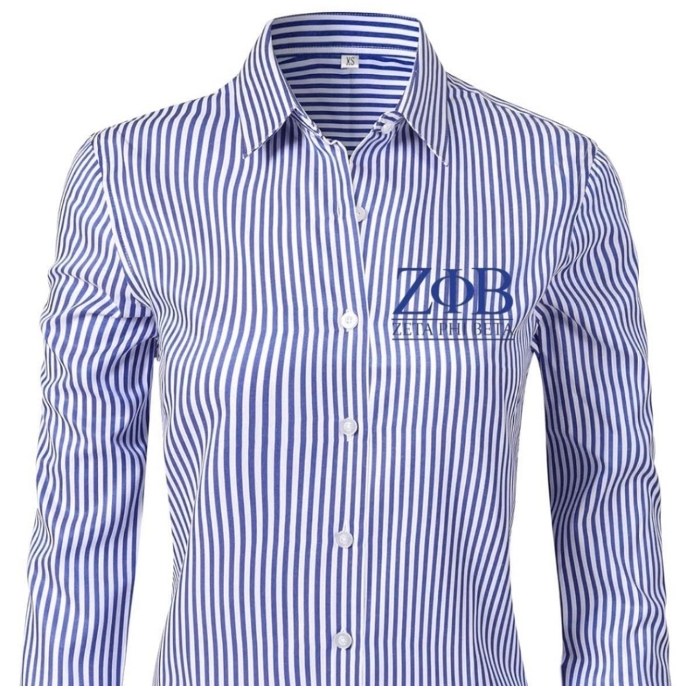 ZPB Striped Button-Up Shirt in Blue & White